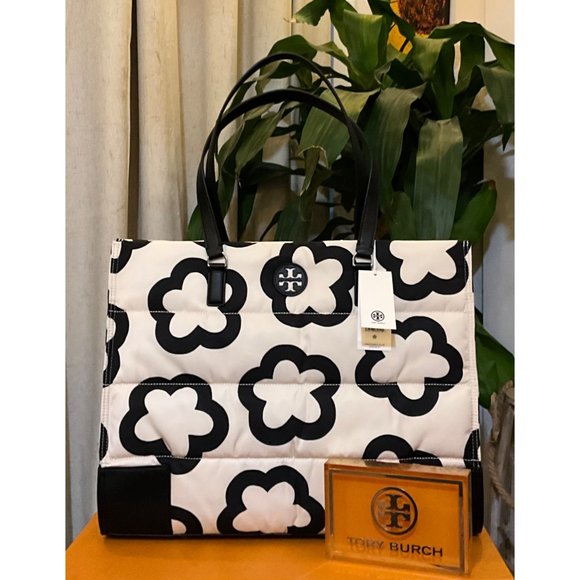 Tory Burch Handbags - ♦️♦️ NEW WITH TAGS!  TORY BURCH BLACK AND WHITE NYLON ELLA TOTE♦️♦️